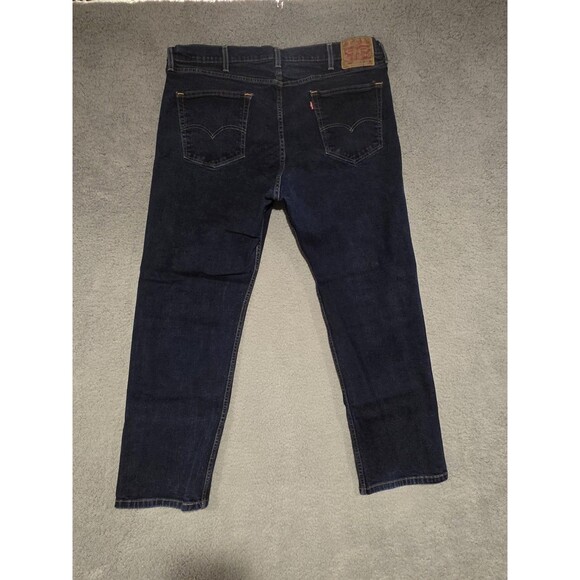 Levis 505 Jeans Mens 40x29 Blue Dark Wash Straight Leg Zip Fly Stretch Denim - Picture 6 of 10